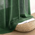 MIULEE Emerald Green Kitchen Curtains 24 Inch Length 2 Panels, Soft Thick Linen - Image 6
