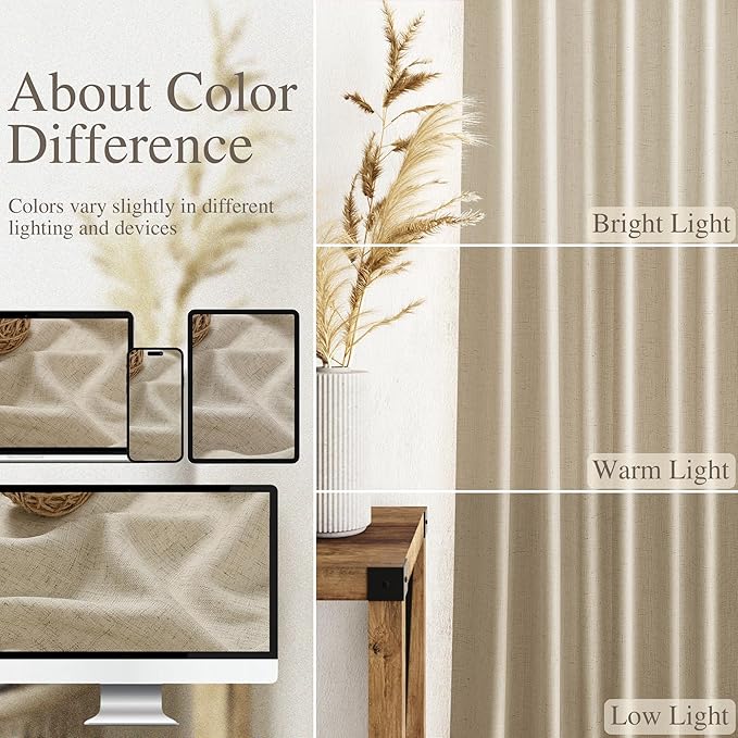 Eggshell Beige Linen 112 Inch Curtains - Image 3
