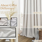 Guken Natural Extra Long 100% Black Out Curtains 120 Inch Length 2 Panels Set - Image 7
