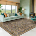 Gold Brown Floral Living Room Rug 5x7 - Image 9
