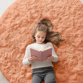 OLANLY Muted Orange Round Rugs for Bedroom by OLANLY