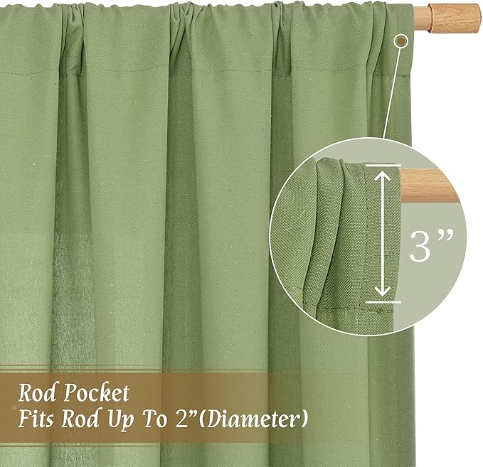 LAMIT Sage Green Linen Curtains 72 inches Long - Image 3