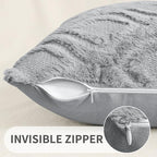decorUhome Throw Pillow Covers 16x16 Inch Set of 2, Soft Plush Faux Wool Grey - Image 3