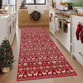 Christmas Runner Rug 2x6 Washable Rugs, Boho Christmas Tree Snowflake Rug by VECARF