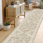 Yamaziot Washable Runner Rug, Stain Resistant Low Pile Distressed Carpet Runner - Image 5