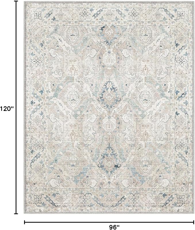 8x10 Area Rugs for Living Room, Machine Washable Non Slip Vintage Retro Rugs - Image 3