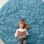 OLANLY Slate Blue Round Rugs for Bedroom - Image 7
