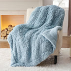 Bedsure GentleSoft Fluffy Light Sky Blue Throw Blanket, Dusty Baby Blue Decor - Image 8