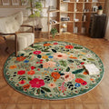 Rugcomf Round Rug 6ft Washable Circle Rug Non Slip Low Pile Boho Floral Small by Rugcomf
