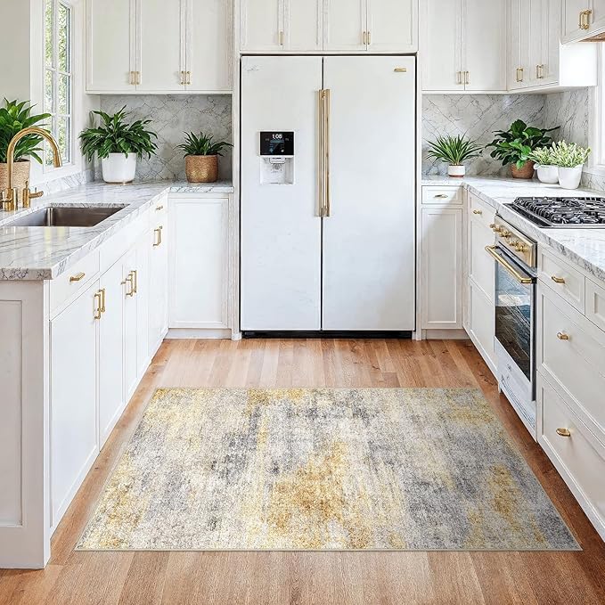 3x4 Washable Entryway Area Rug: Modern Abstract Small Runner Rug - Image 2