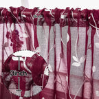 AmHoo 2 Panels Embroidered Leaf Pattern Semi Sheer Curtains Foliage Floral Voile Window Draperies Treatment for Bedroom Living Room Rod Pocket Burgundy Red 53 x 95 Inch
