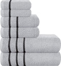 MyOwn Ultra Soft 6 Pack Cotton Towel Set, Contains 2 Bath Towels 28x55 inch, 2 Hand Towels 16x24 inch & 2 Wash Coths 12x12 inch, Ideal Everyday use, Compact & Lightweight - Light Grey, 71642