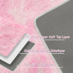 Small Area Rug for Bedroom 2x3ft Mini Tie-Dye Pink Fluffy Rug Mat Bedside Throw - Image 5