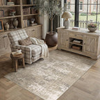 PureCozy Beige Area Rug 3x5 Machine Washable Modern Abstract Office Carpet - Image 2