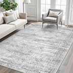 Soalmost 5x8 Area Rugs Grey Low Pile Indoor Washable Trendy Faded Style Rugs - Image 3