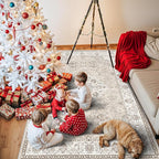 Living Room 4x6 Area Rugs: Vintage Farmhouse Washable Non-Slip Rug - Image 2