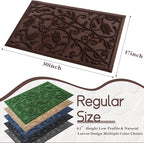 ViveNest Boho Coffee Brown Floral Leaves Outdoor Indoor Entrance Doormats - Image 2