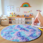 ONASAR Rainbow Round Area Rug 4ft, Soft Bedroom Circle Throw Rugs - Image 4