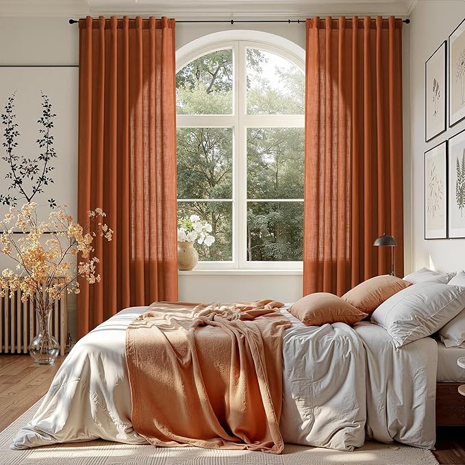 Nanspring Rust Linen Curtains 102 Inches Long - Image 7