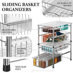 Simple Houseware Stackable 2 Tier Sliding Basket Organizer Drawer, Chrome