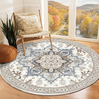 OPPODREAM Soft Round Rug 5ft, Neutral Washable Circle Rug 5ft by OPPODREAM