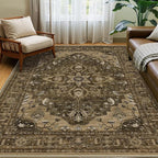 Area Rugs 5'x7' Washable Non-Slip, Floral Vintage Distress Print Pattern - Image 2