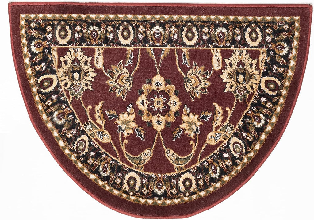 GAD Hearth Slice Fireplace Rug, Classic, Traditional, Log Cabin Decor, Accent Rug, Fire Resistant Mat, Stain Resistant, Area Rug for Bedroom, Living Room, Entryway, 2'2"x3'3"(Red/Black/Red)