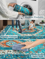 SERISSA Runner Rug for Hallways, Extra Long Boho Rug Ultra Soft Vintage Blue - Image 3