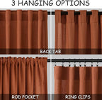 Terracotta Boho Curtains for Bedroom Back Tab Rod Pocket Semi Sheer Linen - Image 3