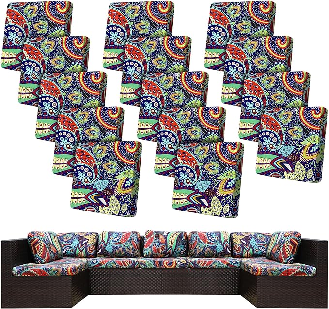 14 Pcs Stretch Patio Cushion Covers, Outdoor Couch Covers Replacement, Outdoor by BIETYONE