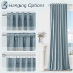 Guken Blue 100% Blackout Linen Curtains 80 Inch Length 2 Panels Set - Image 6