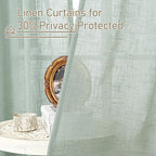 LAMIT Short Linen Window Curtains 40 Inch Length 2 Panels, Light Sage Semi - Image 5