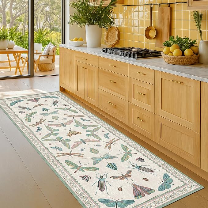 Hazo Haus Washable Non Slip Bathroom Runner Rug 2x5, Insect Boho Bath Mat - Image 6