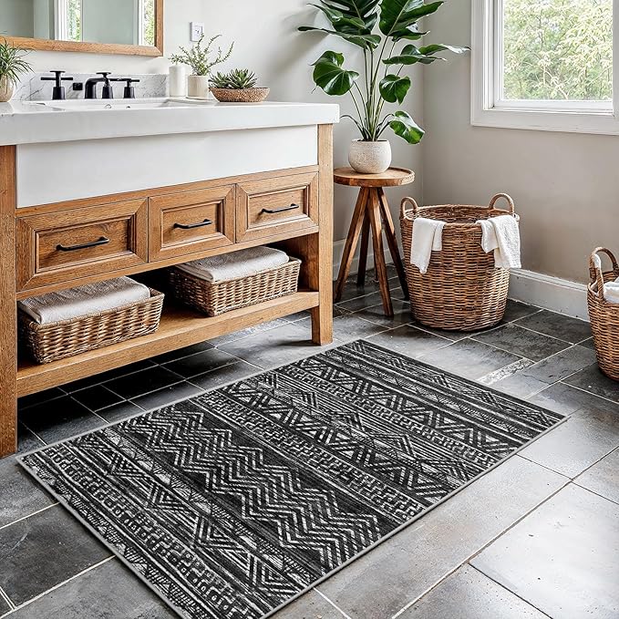 2x3 Washable Entryway Area Rug: Moroccan Small Runner Rug - Image 4