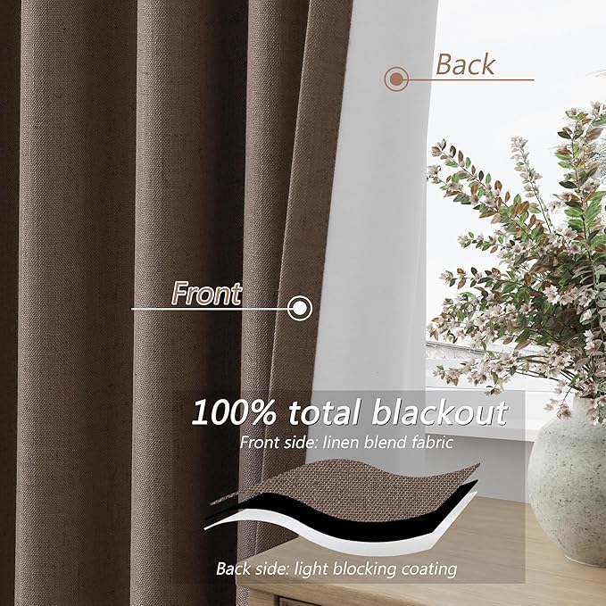 Guken 100% Blackout Curtains 120 Inch Length 2 Panels Set - Image 4