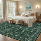 Area Rugs 10x14 Living Room Rug: Washable Rug Soft Vintage Distressed Floral - Image 3