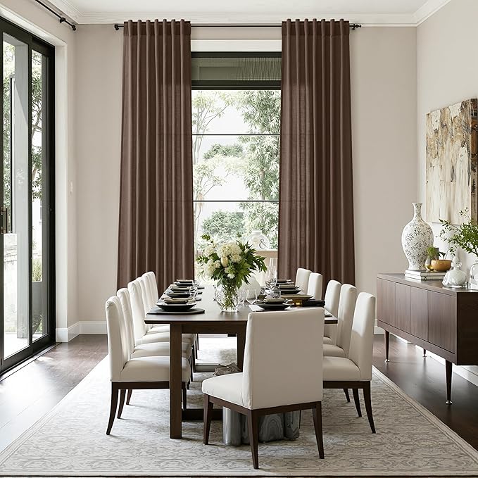 Cappuccino Linen Curtains 132 Inch Length - Image 6