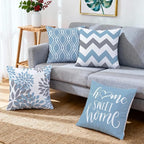 Hexagram Geometric Aqua Blue Pillow Covers 16x16 Set of 4, Decorative Outdoor - Image 6