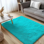 OLANLY 3x5 Machine Washable Small Bedside Rug, Soft Fluffy Shaggy Rugs - Image 3