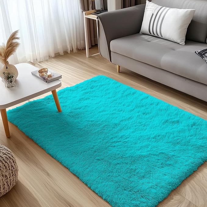 OLANLY 3x5 Machine Washable Small Bedside Rug, Soft Fluffy Shaggy Rugs - Image 3