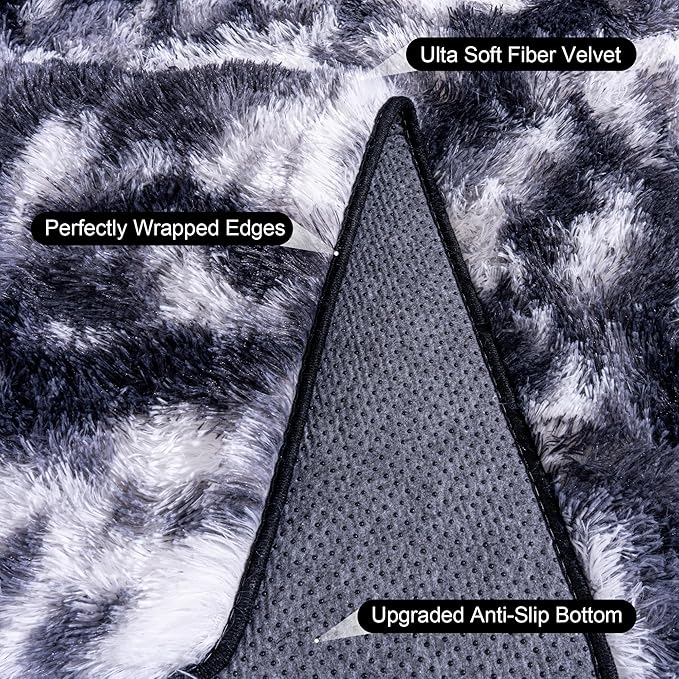 Black and White Rug for Living Room, 8x10 Area Rug for Bedroom, Bedside Indoor - Image 4