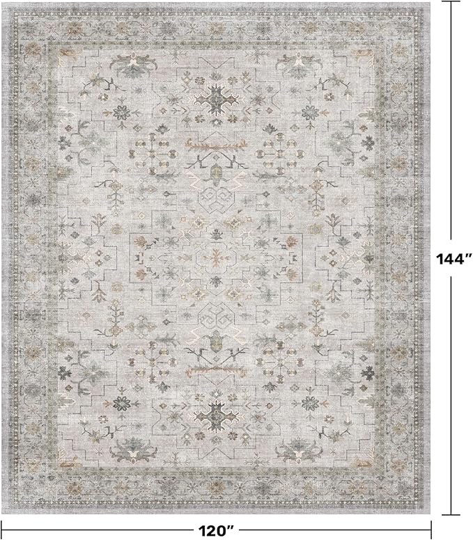 Hazo Haus Boho Light Grey Living Room Rug 10x12 - Image 2