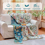 MSGKV Boho Throw Blanket 50"x60" Couch Floral 100% Cotton Blanket Spring - Image 2