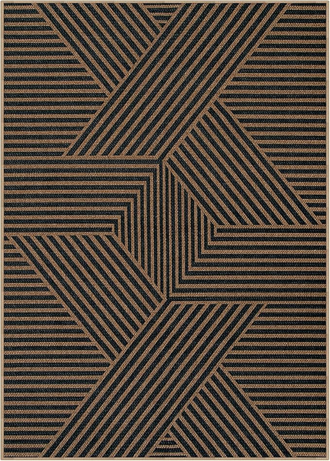 Lahome Enfys Modern Geometric Outdoor Easy Jute Rug, 5x7 Patio Living Room Rug - Image 6