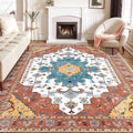 SERISSA Boho 8x10 Area Rugs Orange, Washable Vintage Large Living Room Rug by SERISSAHomeDecorCollection