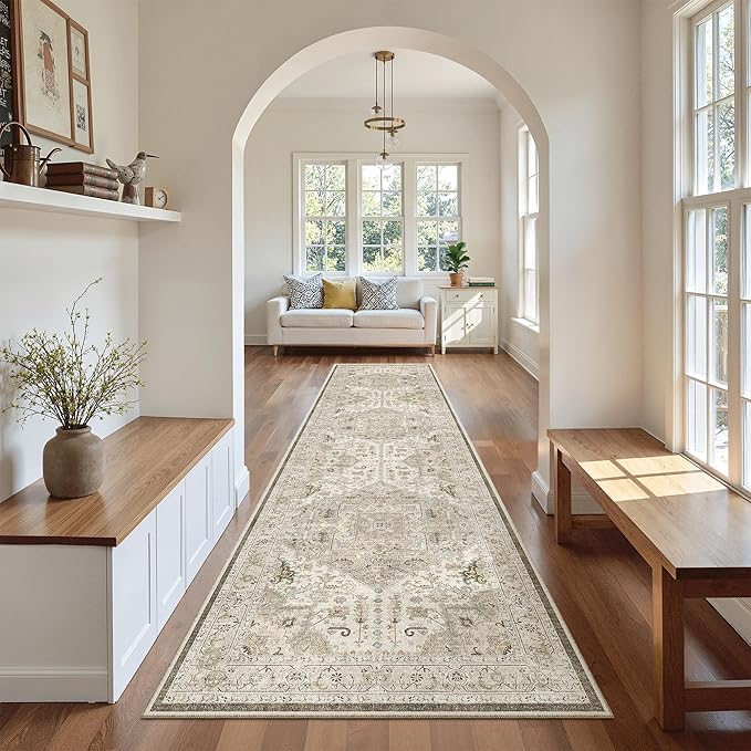 Madane Hallway Runner Rug 2'6''x10' Kitchen Runner, Non Slip Vintage Runners by Madane