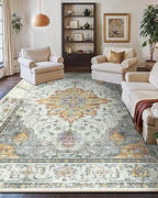 Area Rugs 9'x12' Washable Non-Slip, Floral Vintage Distress Print Pattern - Image 7