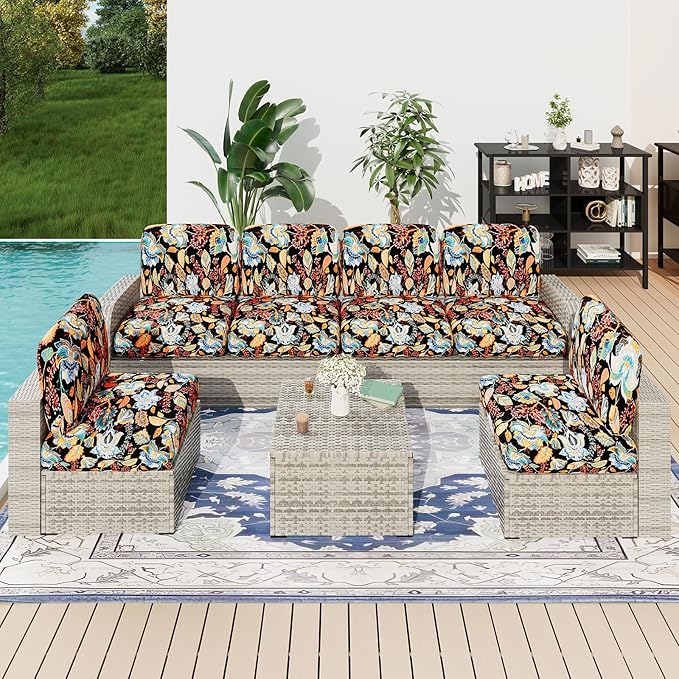 hyha Printed Couch Cushion Covers, Floral Sofa Covers Washable - Image 2