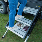 Lippert Solid Step RV Shoe Storage Organizer for Triple and Quad Step Assemblies with All-Weather Mesh Fabric, Easy DIY Install, (4) Extra Clips - 2025008967