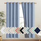 NICETOWN Stone Blue Vintage Linen 100% Blackout Curtains by NICETOWN